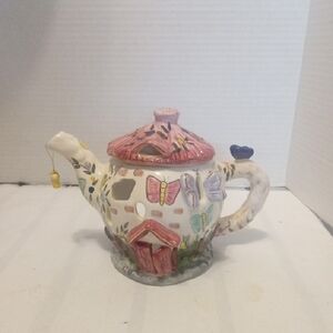 Charming Teapot  Cottage Luminary  Tealight Candle Holder